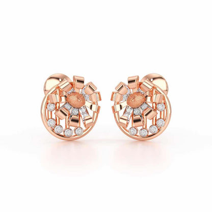 Sheen Orb Silver Stud Earrings - Rose Gold - Image 2