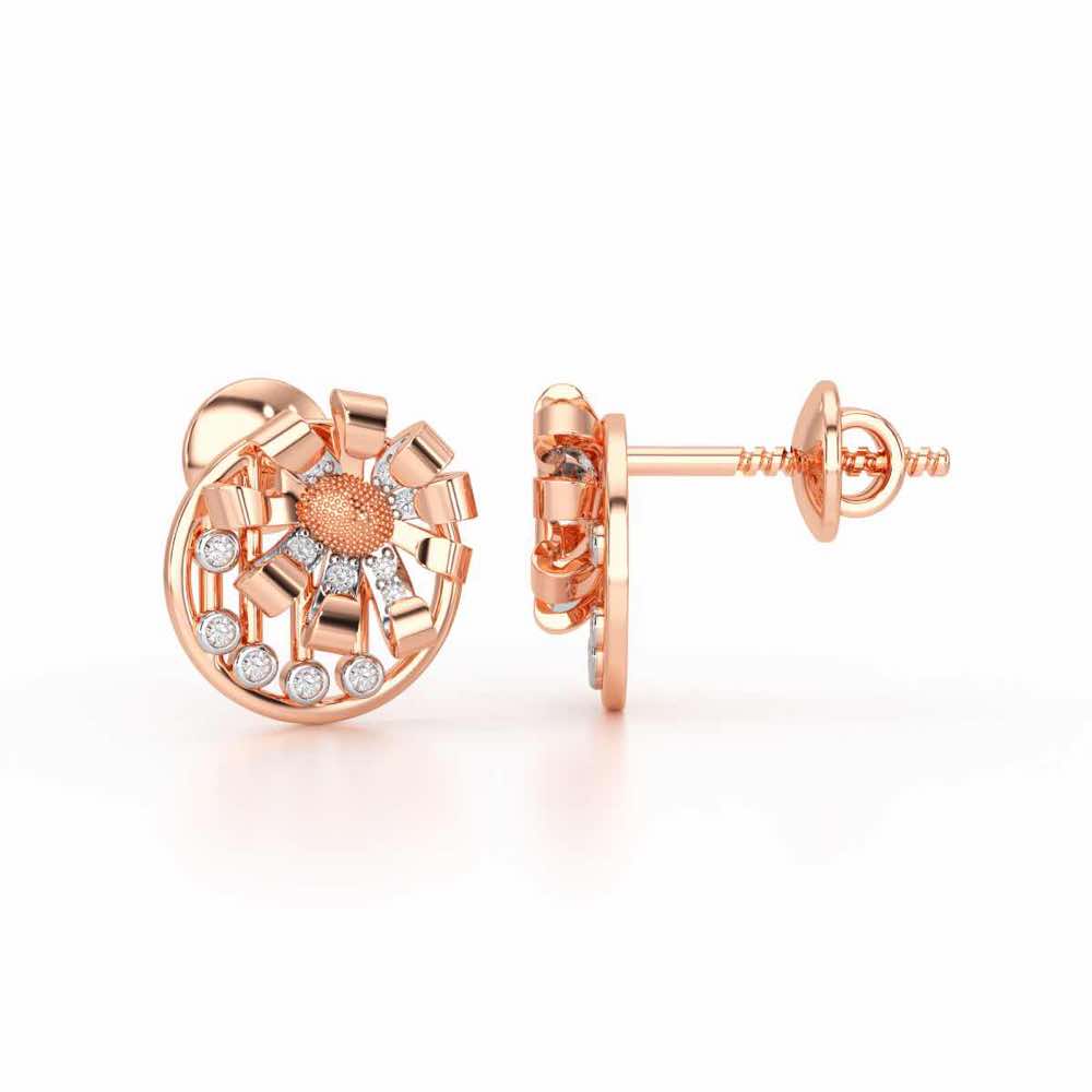 Sheen Orb Silver Stud Earrings - Rose Gold - Image 4