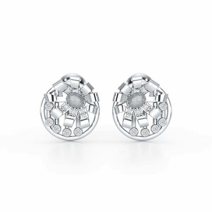 Sheen Orb Silver Stud Earrings - White Gold - Image 1