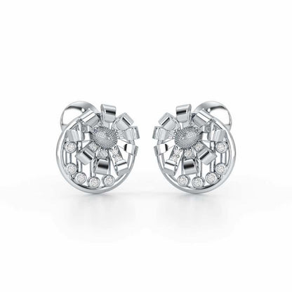 Sheen Orb Silver Stud Earrings - White Gold - Image 2