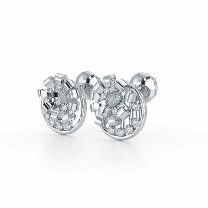 Sheen Orb Silver Stud Earrings - White Gold - Image 3