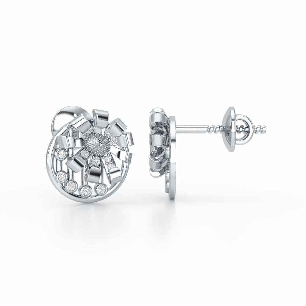 Sheen Orb Silver Stud Earrings - White Gold - Image 4