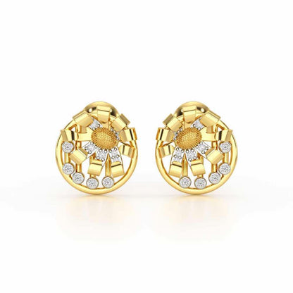 Sheen Orb Silver Stud Earrings - Yellow Gold - Image 1