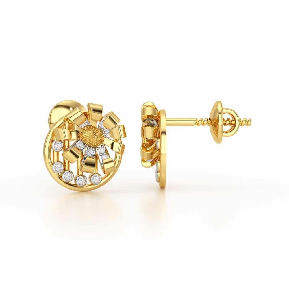 Sheen Orb Silver Stud Earrings - Yellow Gold - Image 4