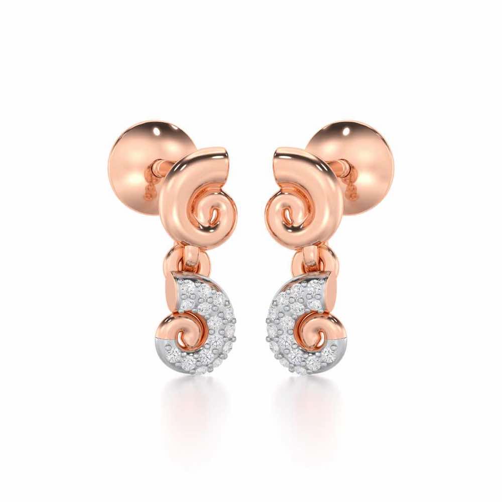 Shell Row Silver Earrings - Rose Gold - Image 2