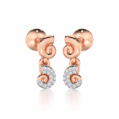 Shell Row Silver Earrings - Rose Gold - Image 2