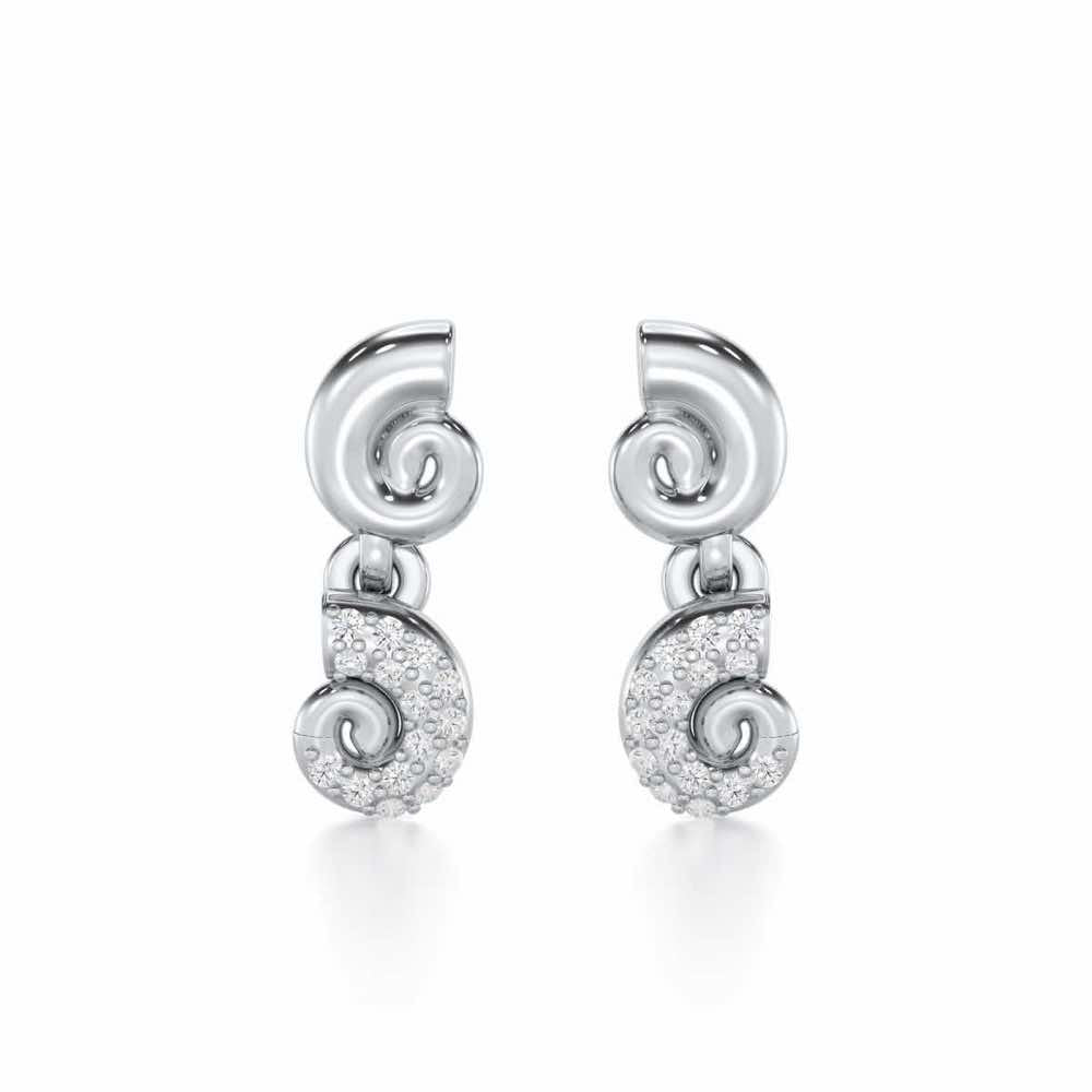 Shell Row Silver Earrings - White Gold - Image 1