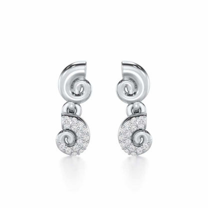 Shell Row Silver Earrings - White Gold - Image 1