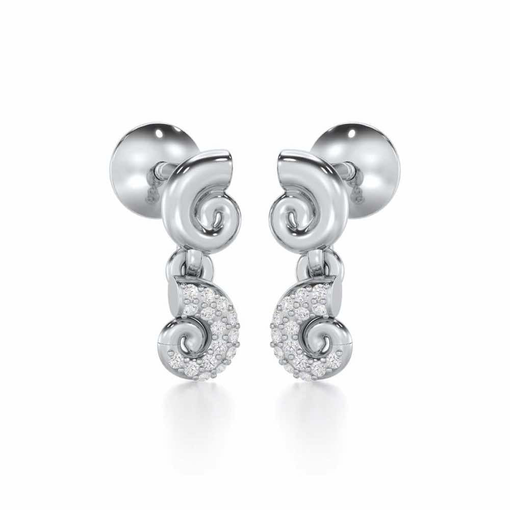Shell Row Silver Earrings - White Gold - Image 2