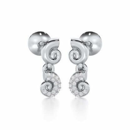 Shell Row Silver Earrings - White Gold - Image 2