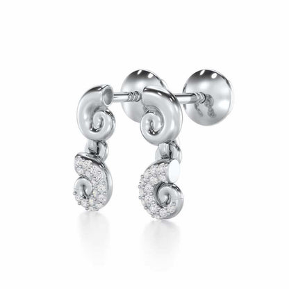 Shell Row Silver Earrings - White Gold - Image 3