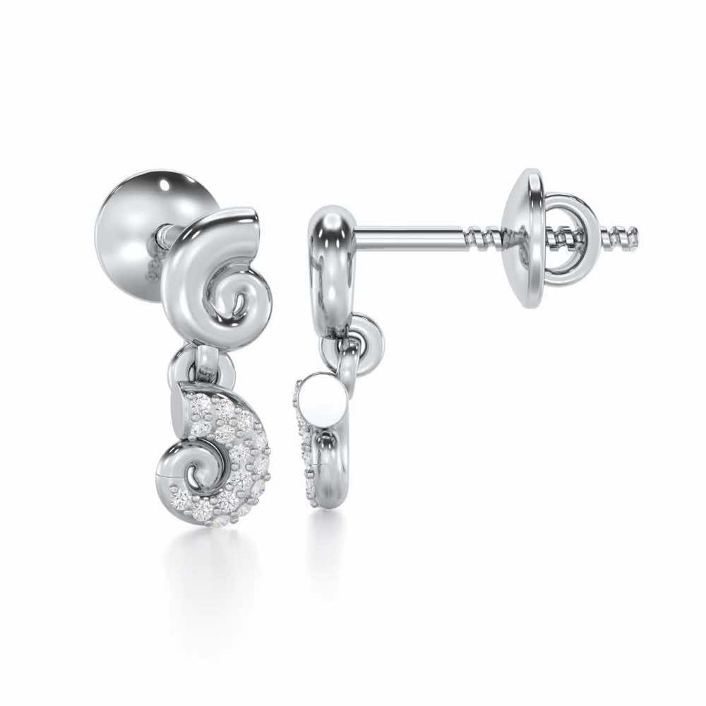 Shell Row Silver Earrings - White Gold - Image 4
