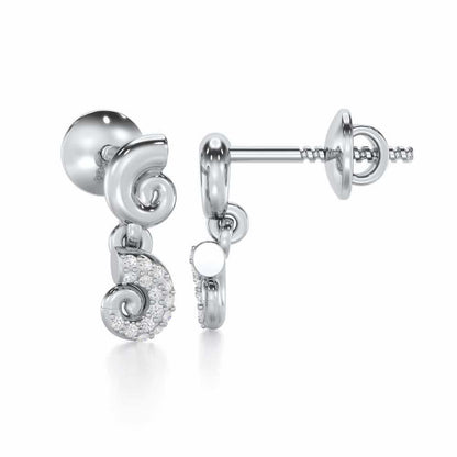 Shell Row Silver Earrings - White Gold - Image 4