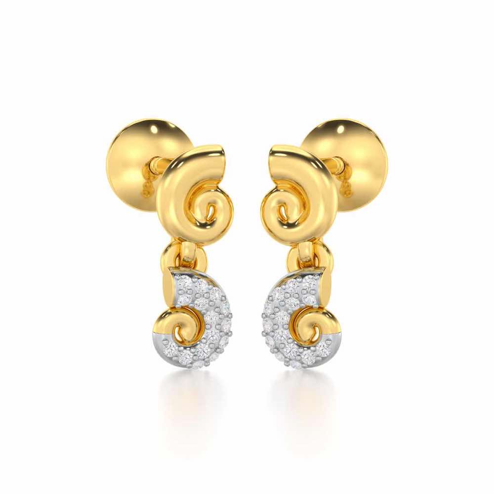Shell Row Silver Earrings - Yellow Gold - Image 2