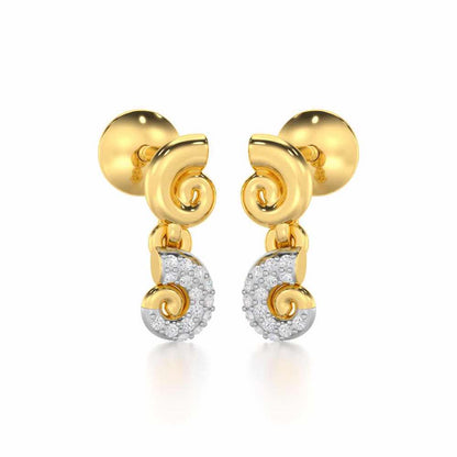 Shell Row Silver Earrings - Yellow Gold - Image 2