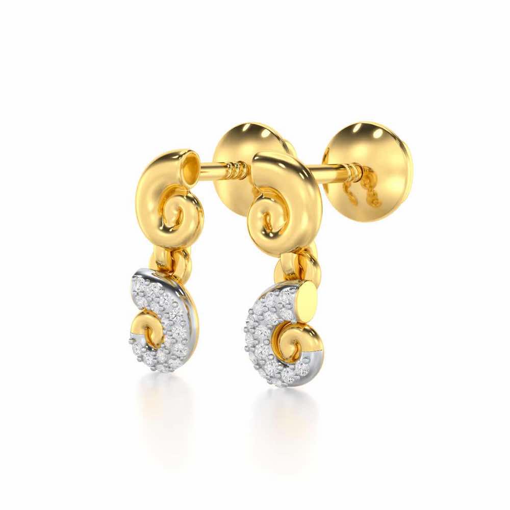 Shell Row Silver Earrings - Yellow Gold - Image 3
