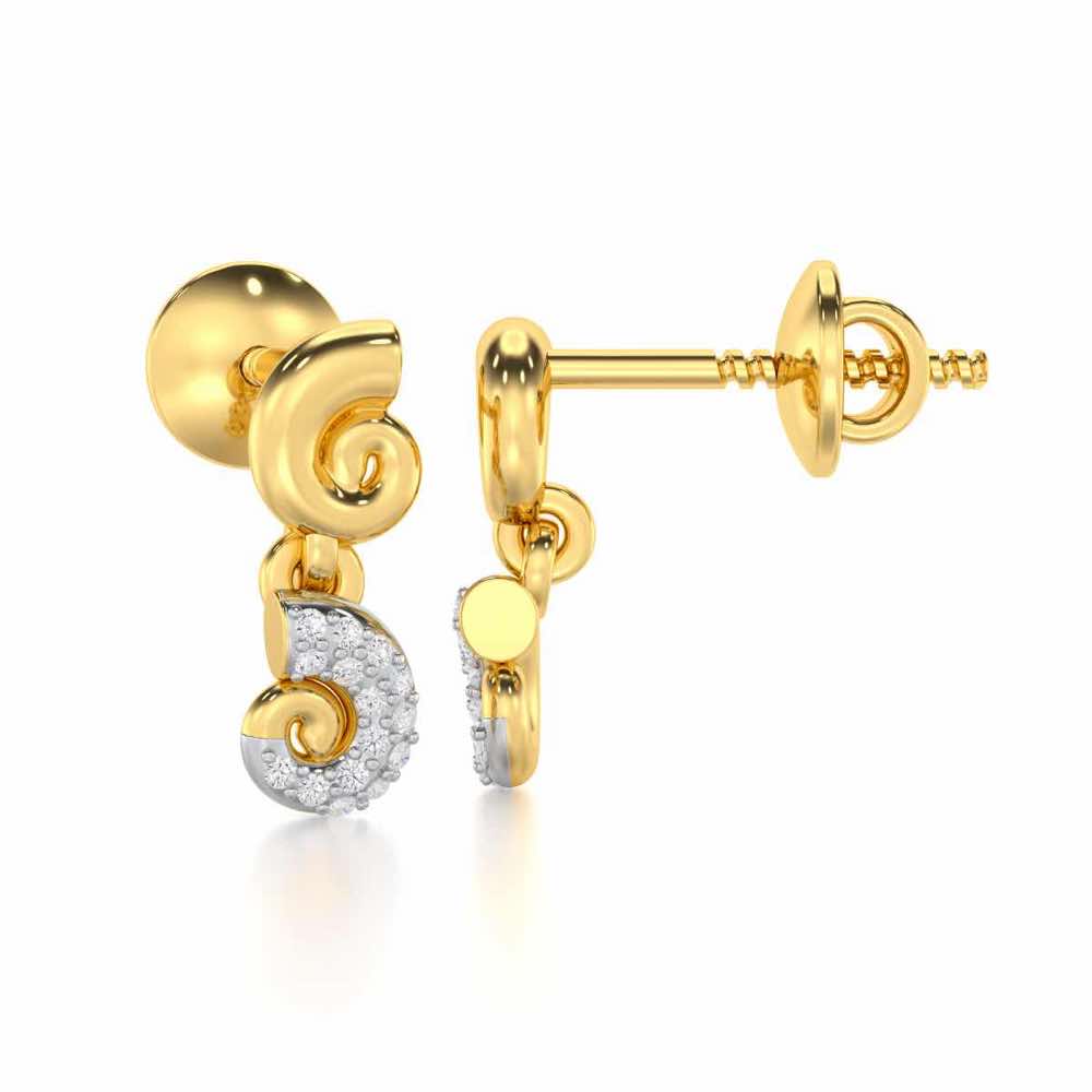 Shell Row Silver Earrings - Yellow Gold - Image 4
