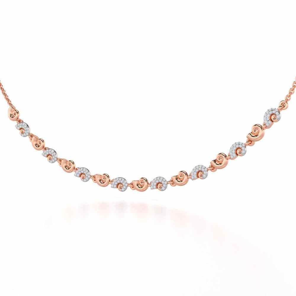 Shell Row Silver Necklace - Rose Gold - Image 3