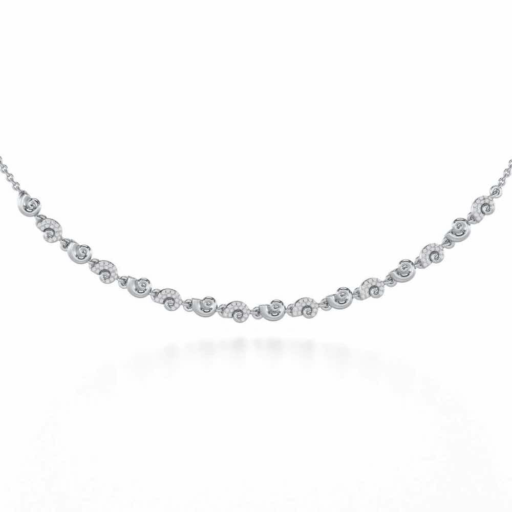 Shell Row Silver Necklace - White Gold - Image 1