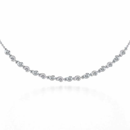Shell Row Silver Necklace - White Gold - Image 1