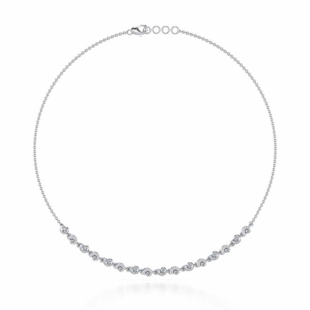 Shell Row Silver Necklace - White Gold - Image 2