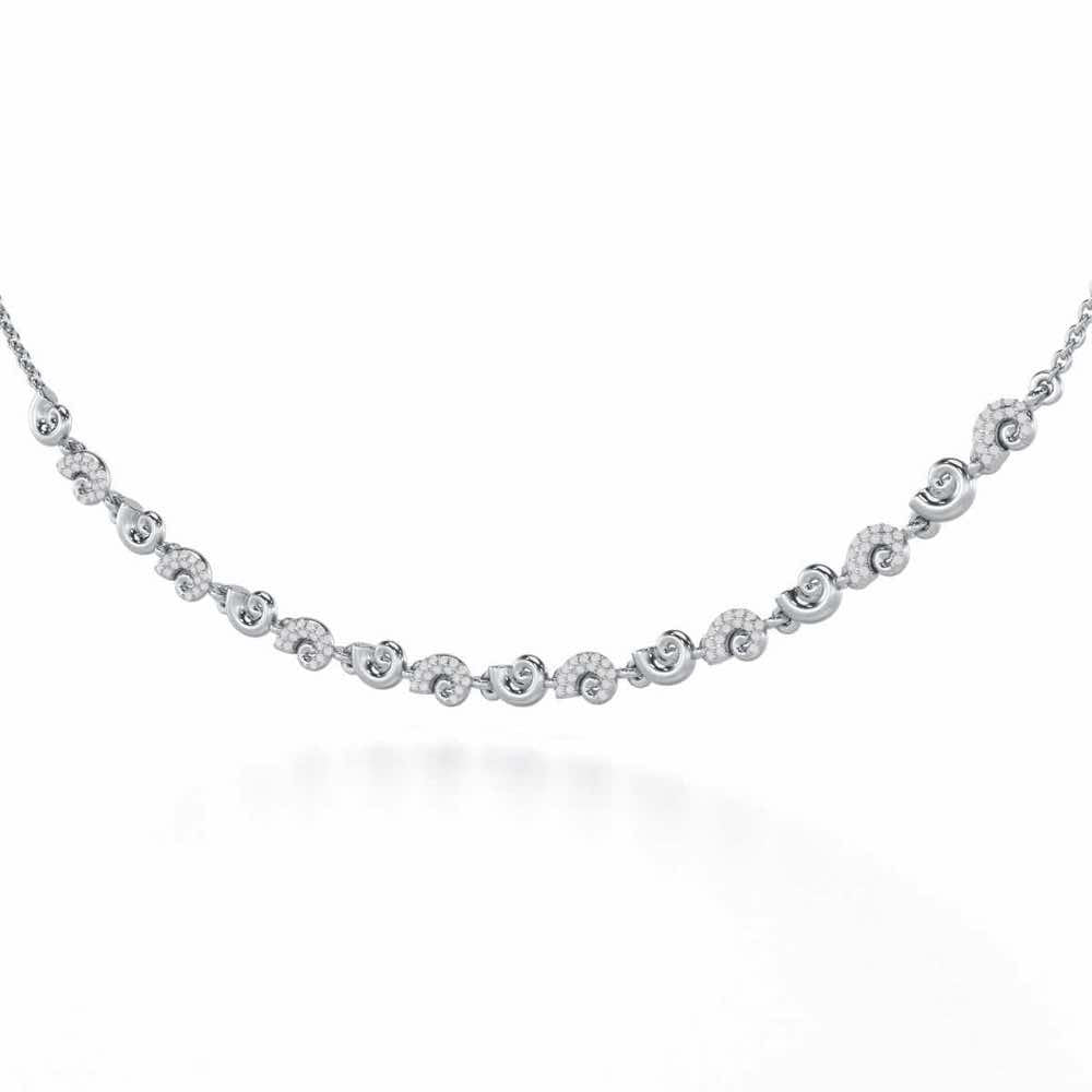 Shell Row Silver Necklace - White Gold - Image 3
