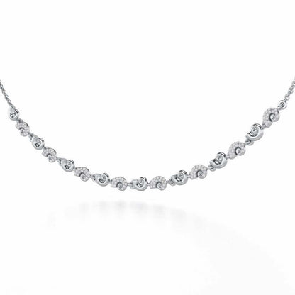 Shell Row Silver Necklace - White Gold - Image 3