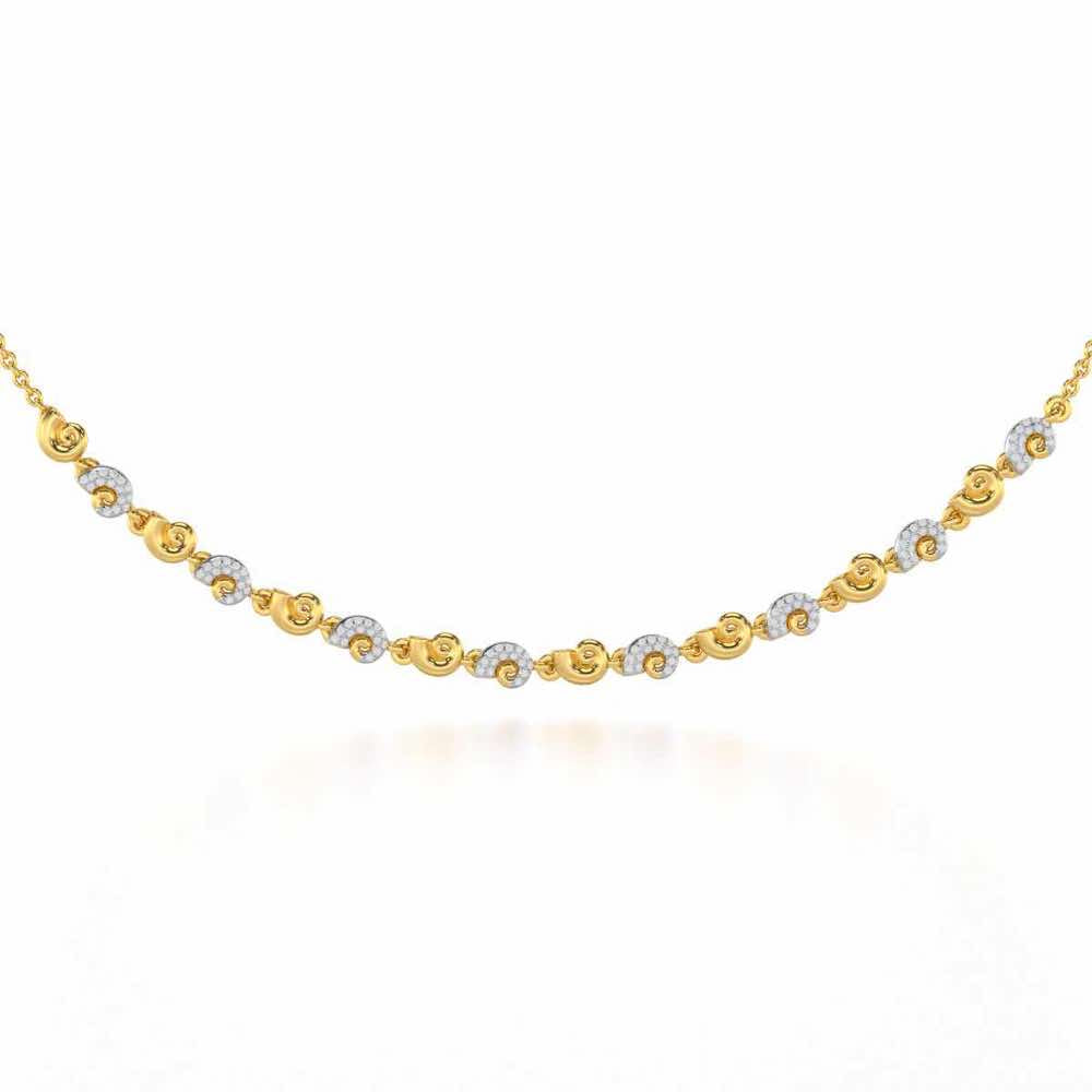 Shell Row Silver Necklace - Yellow Gold - Image 1