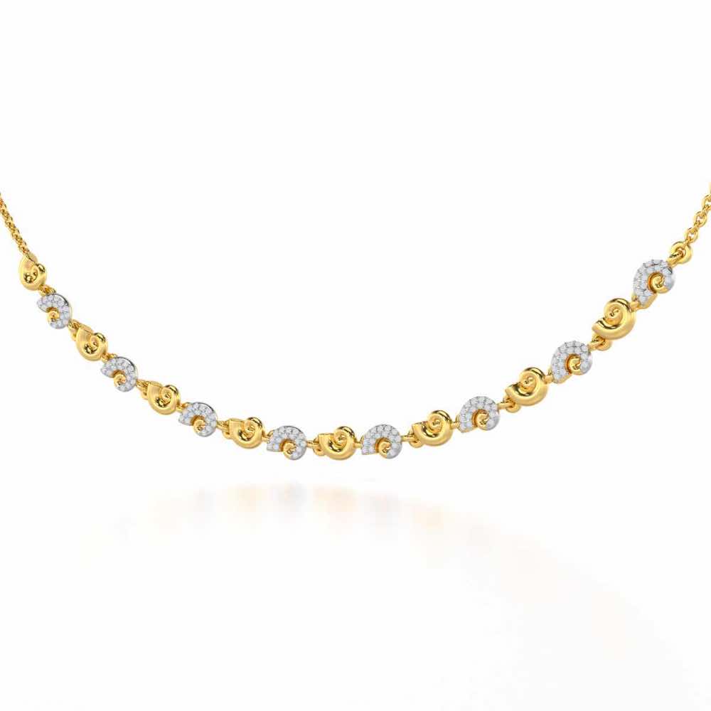 Shell Row Silver Necklace - Yellow Gold - Image 3