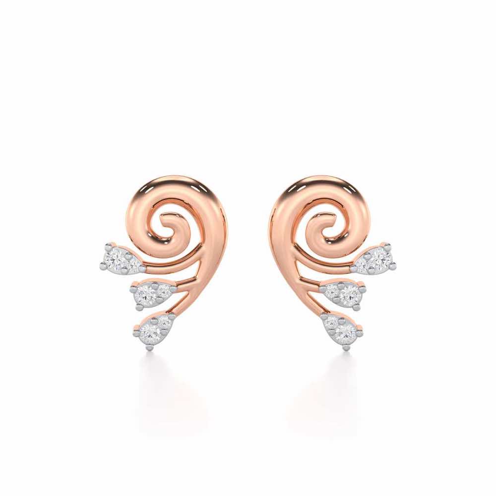 Shell Star Silver Stud Earrings - Rose Gold - Image 1