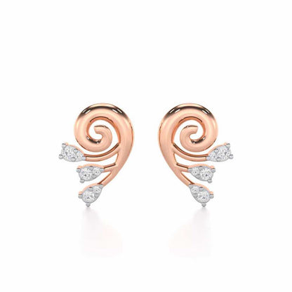 Shell Star Silver Stud Earrings - Rose Gold - Image 1