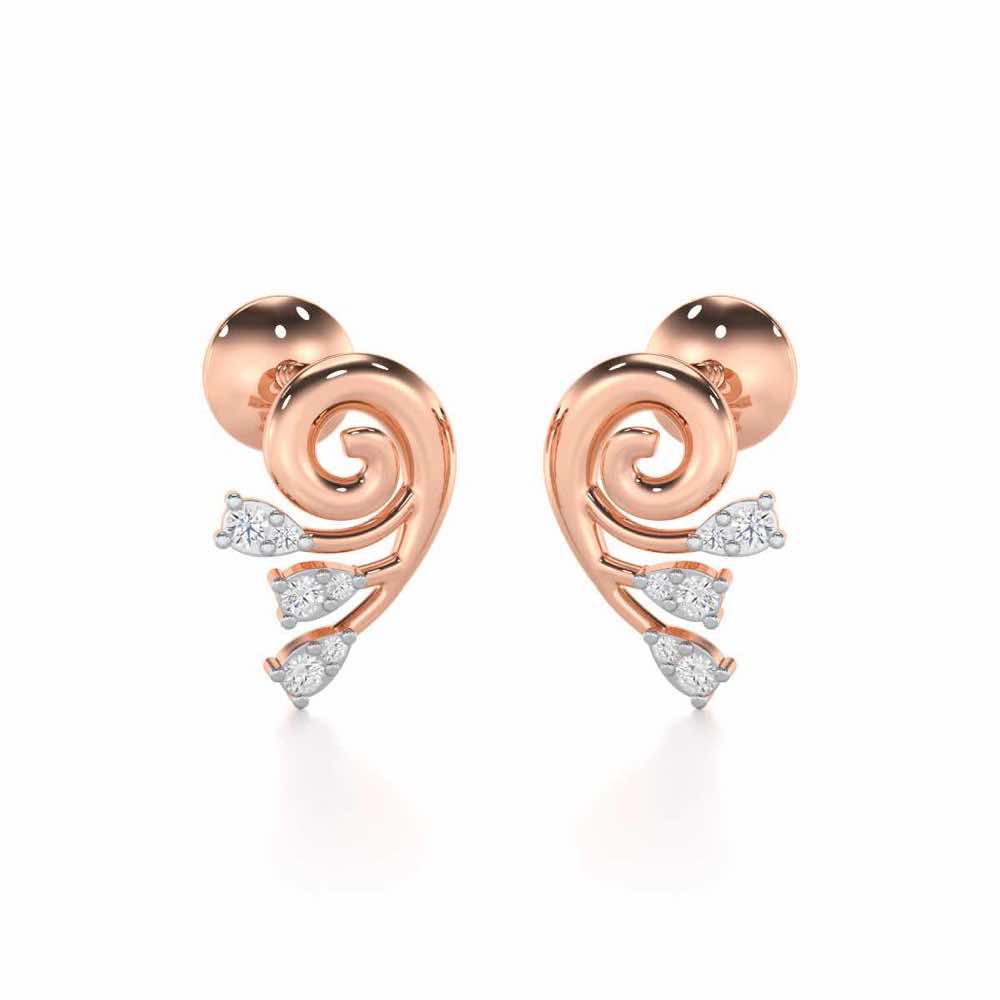 Shell Star Silver Stud Earrings - Rose Gold - Image 2