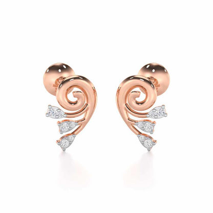 Shell Star Silver Stud Earrings - Rose Gold - Image 2