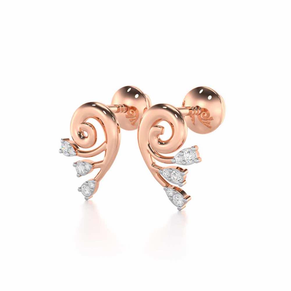 Shell Star Silver Stud Earrings - Rose Gold - Image 3