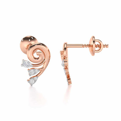 Shell Star Silver Stud Earrings - Rose Gold - Image 4