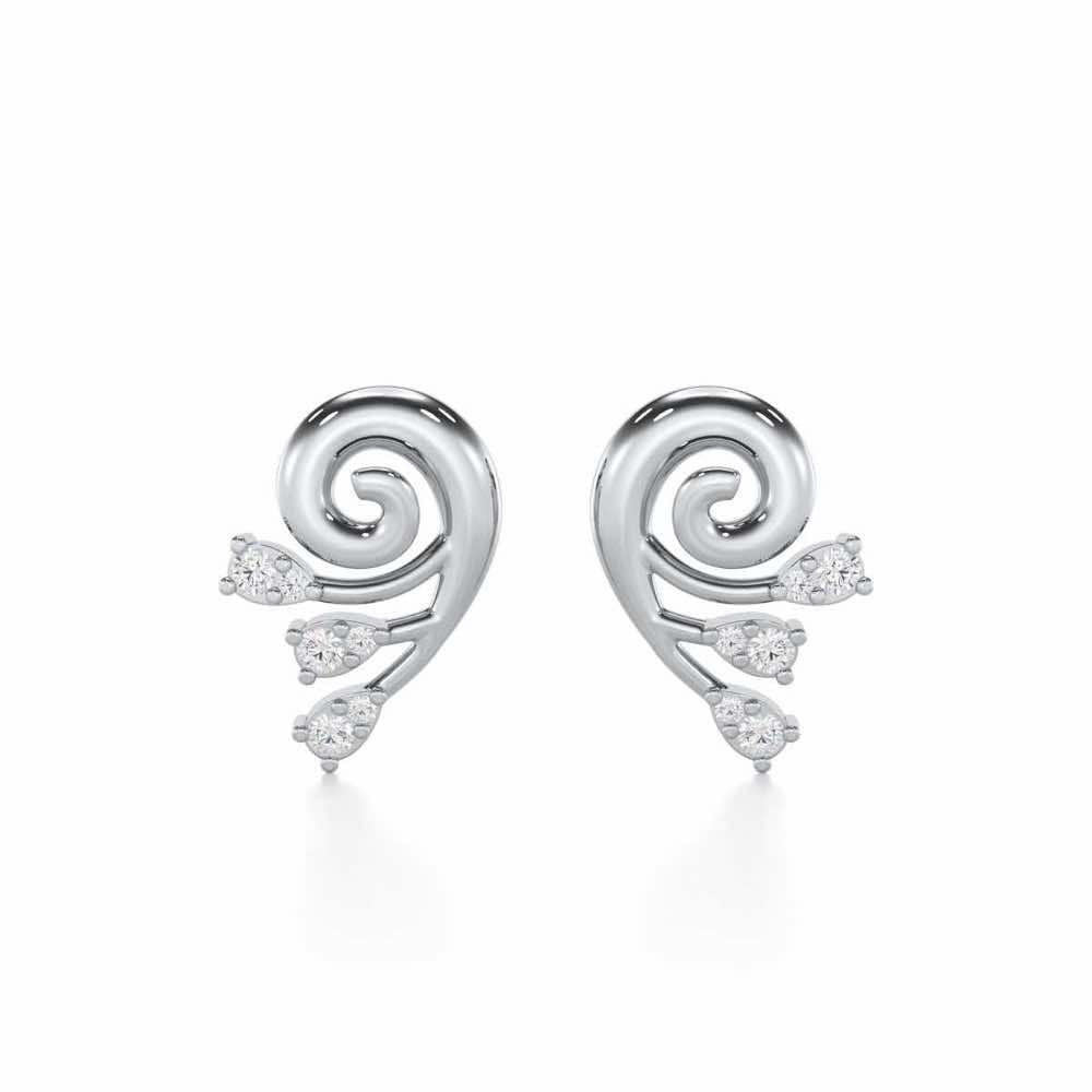 Shell Star Silver Stud Earrings - White Gold - Image 1