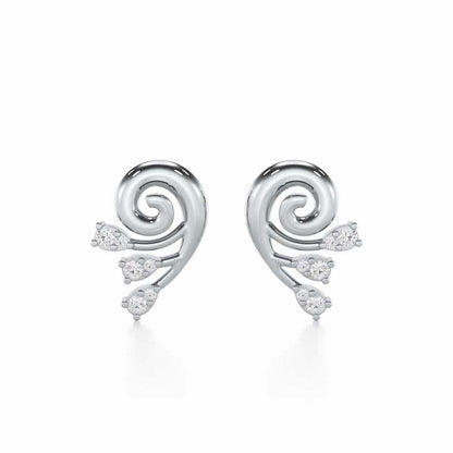 Shell Star Silver Stud Earrings - White Gold - Image 1