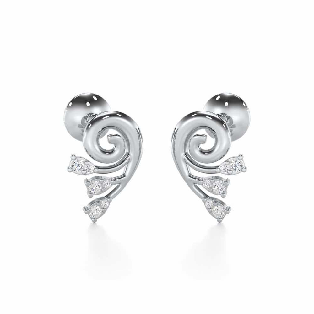 Shell Star Silver Stud Earrings - White Gold - Image 2