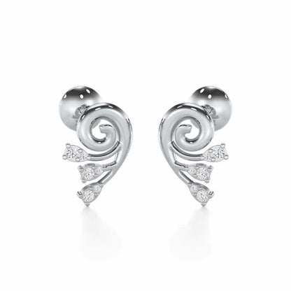Shell Star Silver Stud Earrings - White Gold - Image 2