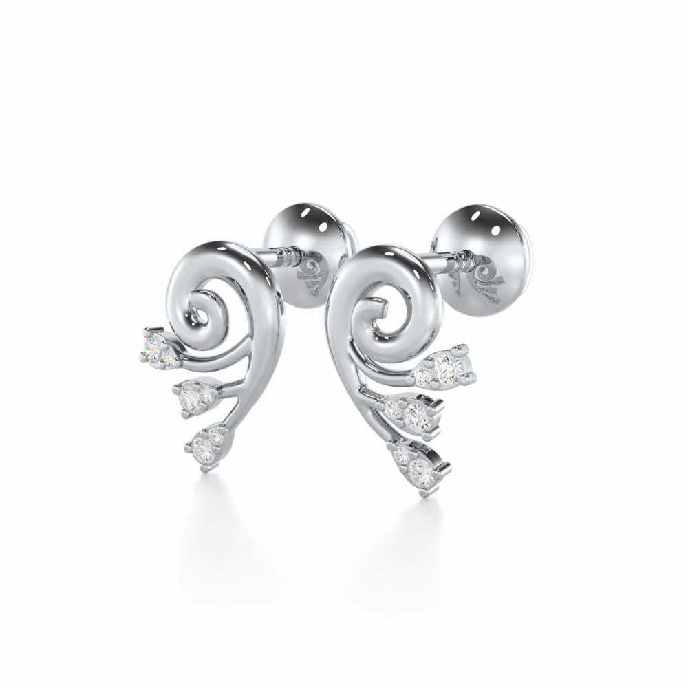 Shell Star Silver Stud Earrings - White Gold - Image 3
