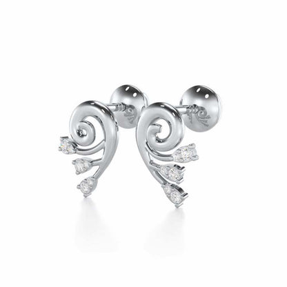 Shell Star Silver Stud Earrings - White Gold - Image 3