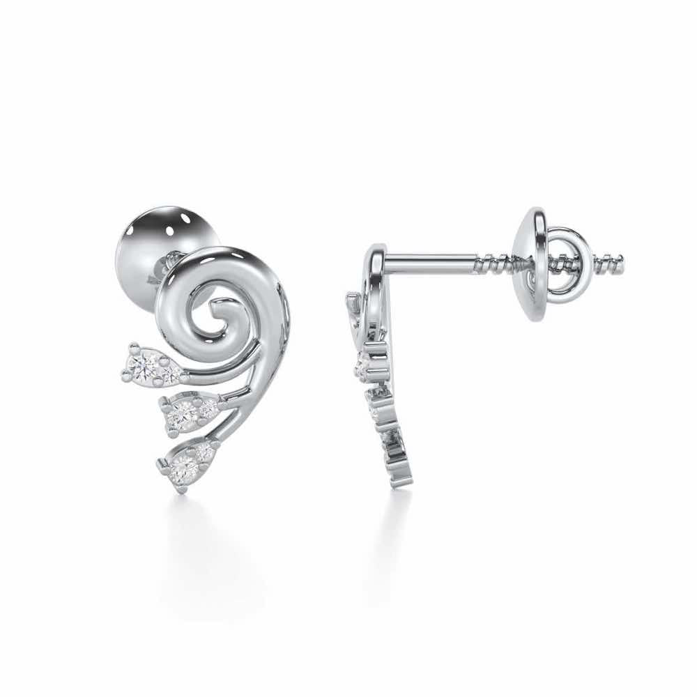 Shell Star Silver Stud Earrings - White Gold - Image 4