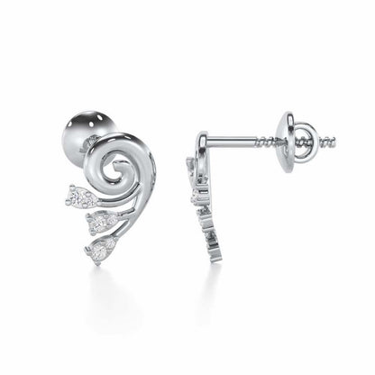 Shell Star Silver Stud Earrings - White Gold - Image 4