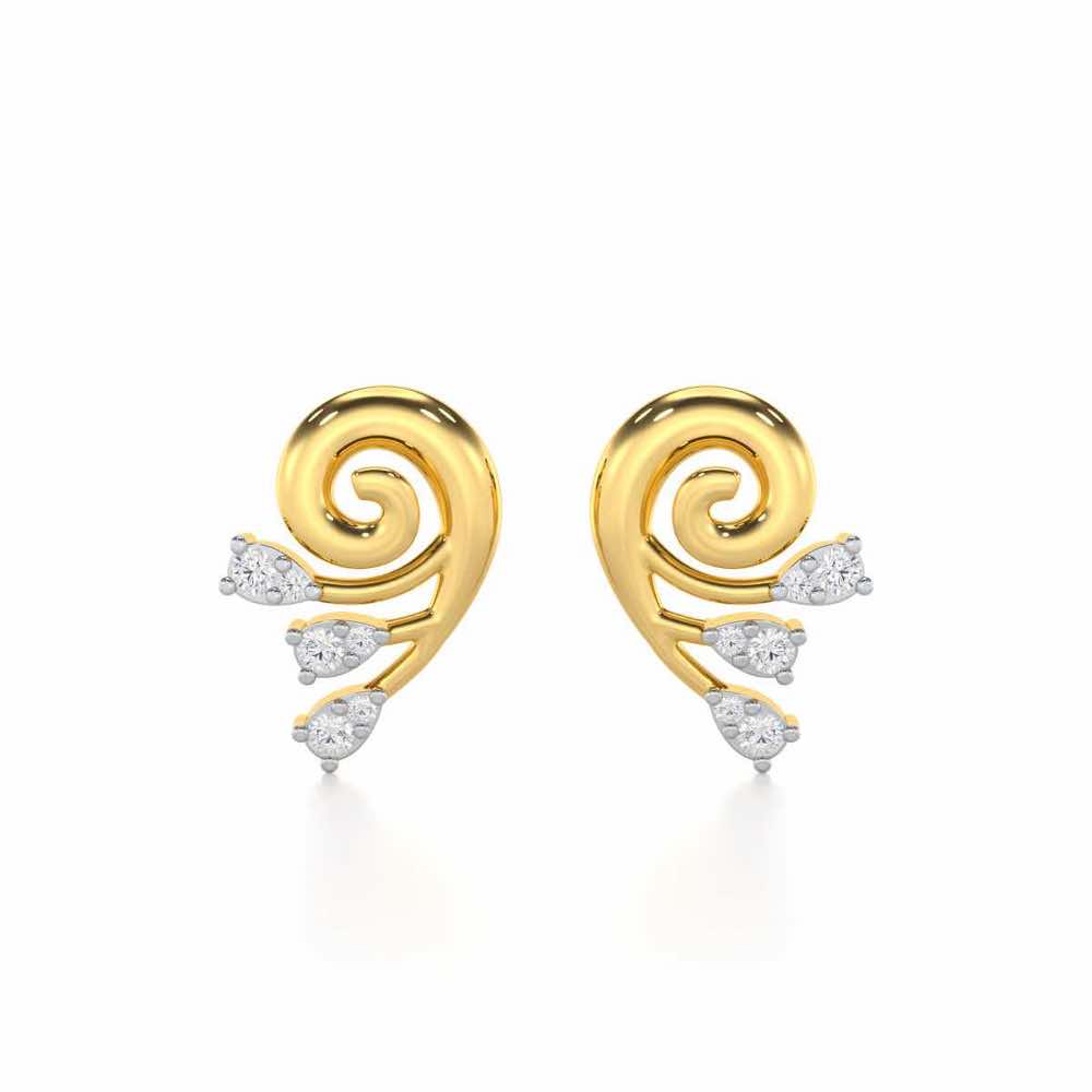 Shell Star Silver Stud Earrings - Yellow Gold - Image 1