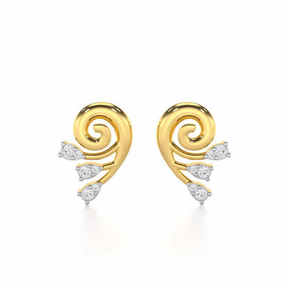 Shell Star Silver Stud Earrings - Yellow Gold - Image 1