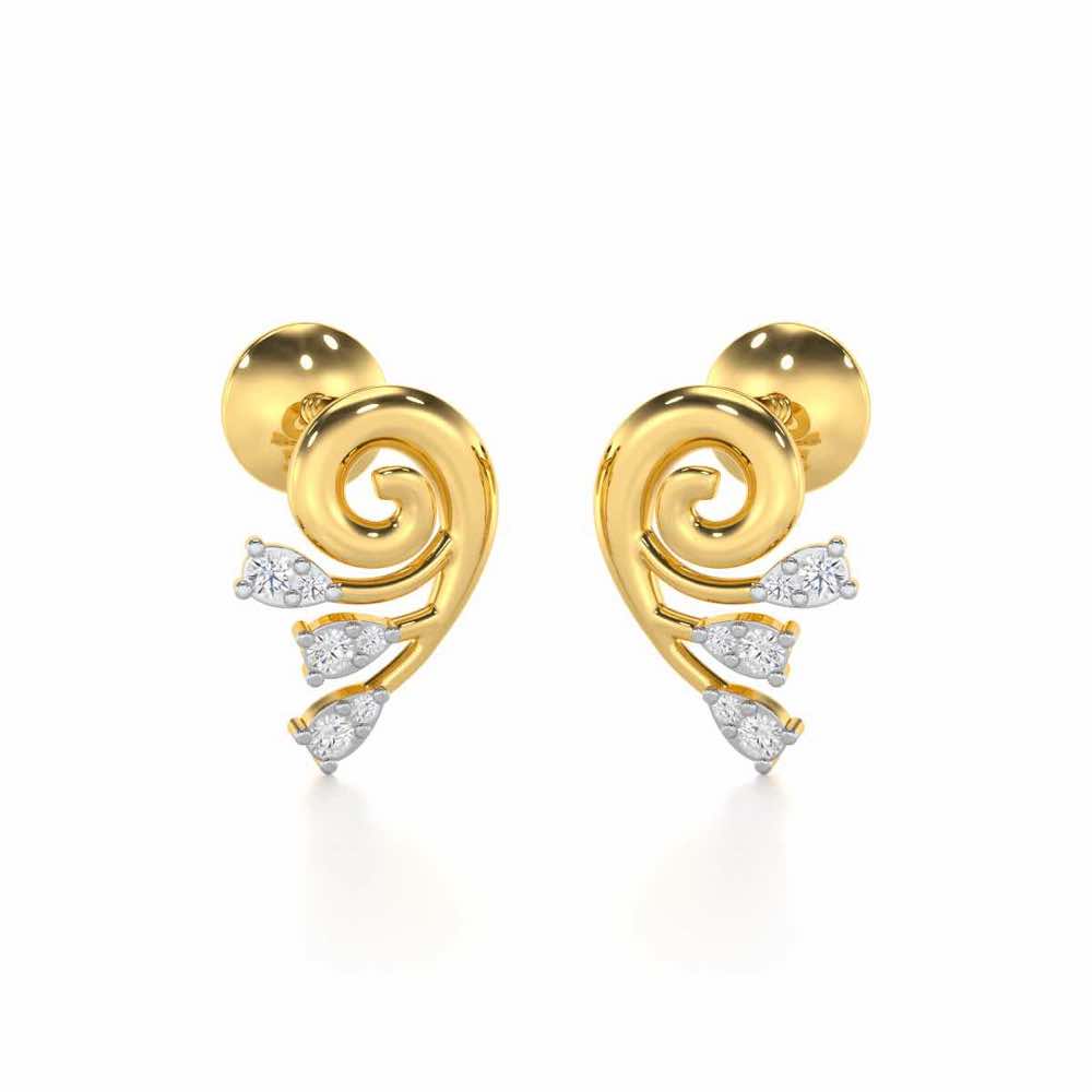 Shell Star Silver Stud Earrings - Yellow Gold - Image 2