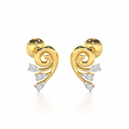 Shell Star Silver Stud Earrings - Yellow Gold - Image 2