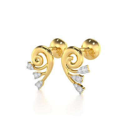 Shell Star Silver Stud Earrings - Yellow Gold - Image 3