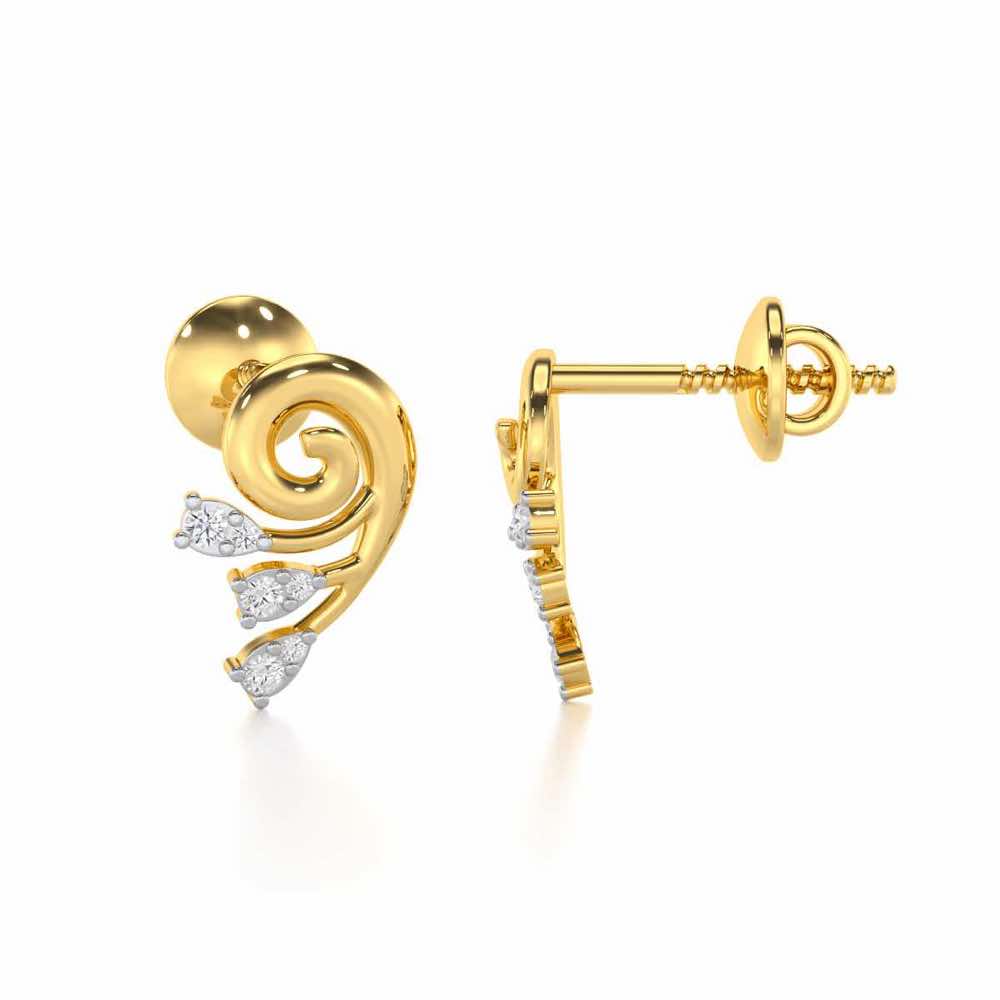 Shell Star Silver Stud Earrings - Yellow Gold - Image 4