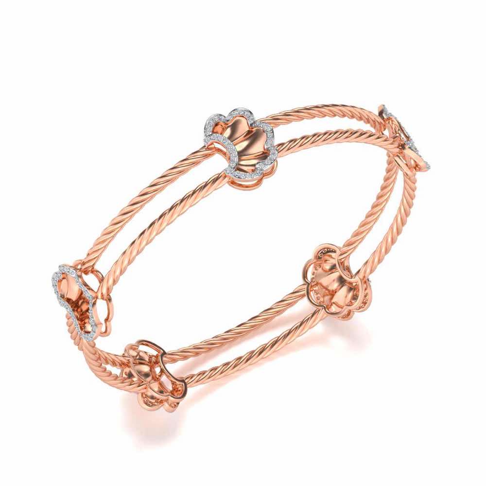 Shells Silver Bangles - Rose Gold - Image 1